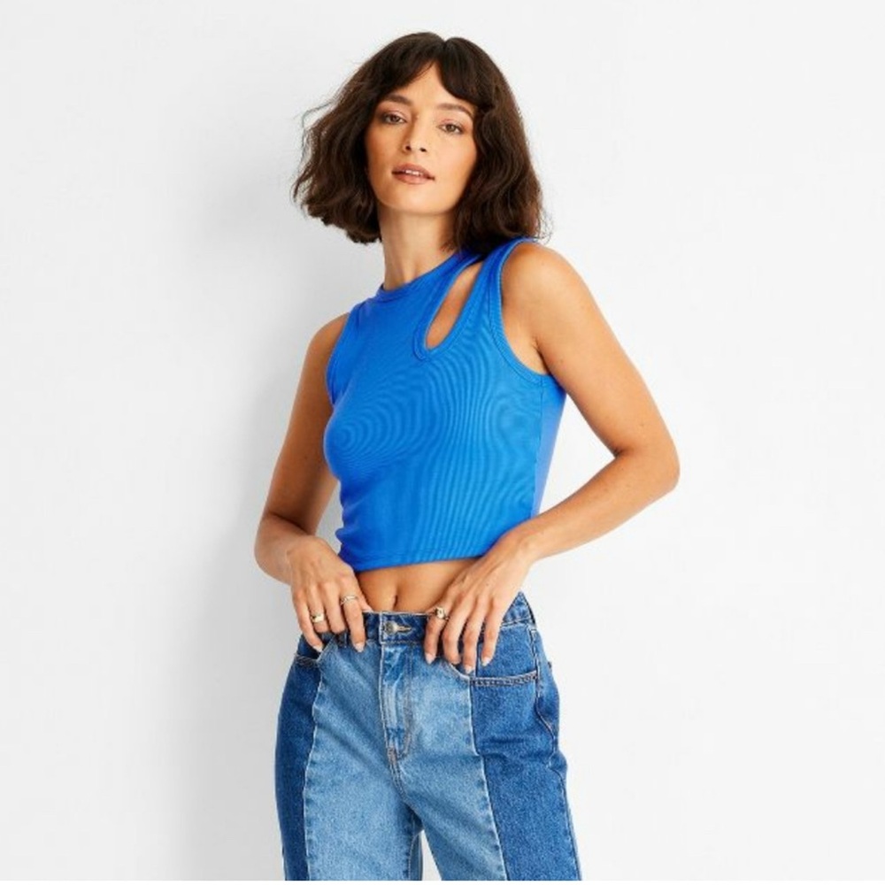 Electric Blue Cutout Tank Future Collective Kahlana Barfield Brown L